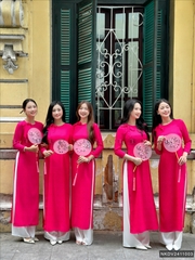 Áo dài gấm cổ tròn duyên dáng, thanh lịch NKDV2411003 ( ko kèm quần + PK)