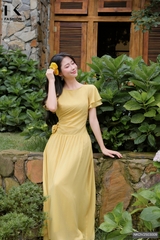 Đầm voan ánh nhún hong hoa 3D, kiểu cách mới lạ, lên dáng đẹp NKDV2503009