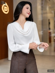 Sơ mi dài tay cổ đổ mềm mịn, thướt tha sang chảnh tiểu thư LUSM2601021