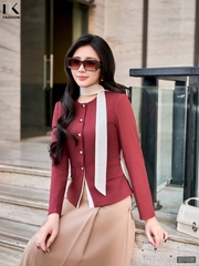 Áo khoác phối gấu nơ rời nhẹ nhàng, kiêu sa mà sang NKAK2510006