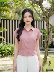 Sơ mi cổ sen vai chờm UKSM2606012 ( Áo rời ko kèm CV/QU/PK)