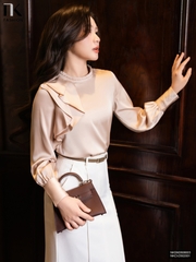 Sơ mi lụa kim cương bèo cổ NKSM2608003 (Áo rời - Không kèm CV/QU/PK)