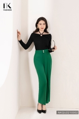 NK Fashion Quần Ống Rộng Công Sở Đính Cúc Đồng Chất Liệu Nhập Hàn Siêu Mềm Mịn, Chống Nhăn Xù NKQU2210002