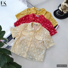 Sơ mi cổ nhọn họa tiết trẻ trung, mới mẻ NKSM2501005