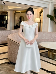 Đầm Dự Tiệc Bấu mí hoa 3D Tinh Tế NK Fashion Dày Dặn Đứng Form Chuẩn Thanh Lịch NKDV2410003