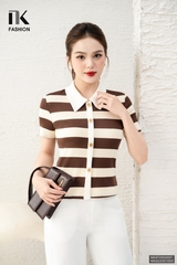 Áo thun kẻ to cúc nẹp kiểu dáng mới, trẻ trung, năng động NKAT2502007