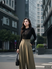 Quần ống rộng đơn giản, dễ mặc tôn dáng UNQU2511001