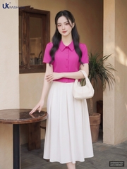 Sơ mi cổ sen ôm vừa gọn gàng UKSM2507024