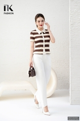 Áo thun kẻ to cúc nẹp kiểu dáng mới, trẻ trung, năng động NKAT2502007