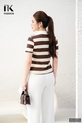 Áo thun kẻ to cúc nẹp kiểu dáng mới, trẻ trung, năng động NKAT2502007