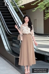 Áo Sơ Mi Tơ Hoa Cổ Tàu Buộc Nơ NK Fashion Công Sở Nữ Thanh Lịch, Nữ Tính NKSM2403010
