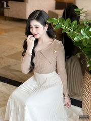 Áo len lá cổ mí kép kiểu cách, dịu dàng NKAL2510003