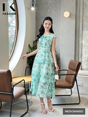 NK Fashion Đầm Xoè Vai Chờm Nơ Cổ Dịu Dàng, Thời Trang, Nữ Tính NKDV2404002