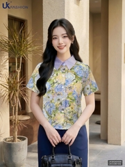 Sơ mi lụa phối cổ tươi tắn, dễ mặc UKSM2604009