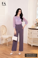 NK Fashion Sơ Mi Bèo Cổ  Xếp Ngực Vạt Nơ Thanh Lịch, Nữ Tính NKSM2310011