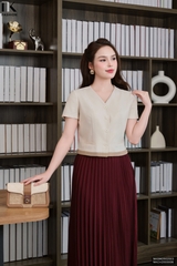 Sơ mi cộc tay phối gấu dễ mặc, kiểu dáng mới lạ NKSM2502003