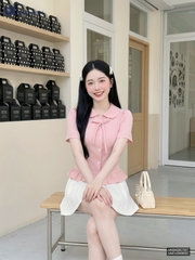 Sơ mi chấm bi nhún gấu UKSM2607007 ( Áo rời ko kèm QU/CV/PK)