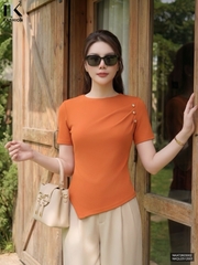 Áo thun xếp vạt chéo mềm mịn NKAT2603002