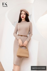 Đầm Len Ôm Tay Dài, Tone Dáng, Tay Dài  NKFDV2311099