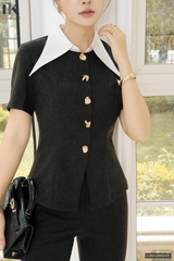 Set áo phối cổ + quần July cực đỉnh LUBD2503005