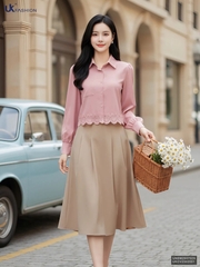 Áo Sơ Mi Cổ Đức Dài Tay Ren Gấu Unaa Fashion Thời Trang Công Sở Nữ Thanh Lịch Vải Mềm Mịn UNSM2507029