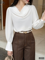 Sơ mi dài tay cổ đổ mềm mịn, thướt tha sang chảnh tiểu thư LUSM2601021