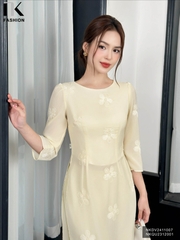 Áo dài hoa dệt nổi, đẹp, chất liệu cao cấp, kiểu dáng thanh lịch NKDV2411007 ( ko kèm quần + PK)
