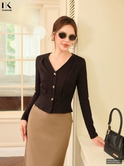 Áo len cổ V ly gấu xinh yêu NKAL2508006