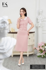 Áo Sơ Mi Text Cổ Ren Dệt, Nữ Tính, Thanh Lịch, Trẻ Trung NKSM2312001