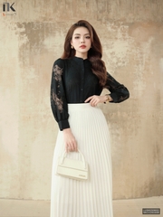 Sơ mi ren cổ tàu phối phong cách sang trẻ LUSM2509002