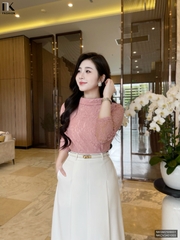 Áo ren cổ giếng súp gấu mới lạ, gọn gàng NKSM2509001