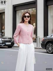 Áo khoác dạ cổ tròn 2 túi ốp dày dặn, ấm áp UNAK2511005