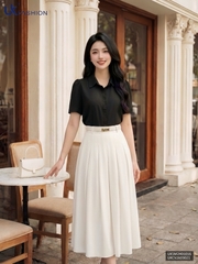 Áo Sơ Mi nữ UK Fashion cổ đức cọc tay mí nẹp, chất liệu lụa không nhăn UKSM2401016