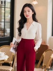 Sơ mi cổ V lá cổ dễ mặc UNSM2507025