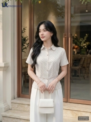 Sơ mi hoa nhí cổ sen súp UKSM2606023 ( Áo rời ko kèm CV/QU/PK )