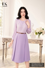 Áo Sơ Mi Cổ Tròn Xếp Cúc Ngọc, Nữ Tính NKSM2309013