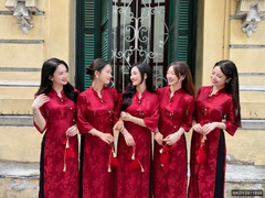 Áo dài gấm 2 tà đan, kiểu dáng mới lạ, chất liệu cao cấp, thanh lịch duyên dáng NKDV2411006 ( ko kèm quần + PK)
