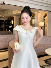 Đầm Dự Tiệc Bấu mí hoa 3D Tinh Tế NK Fashion Dày Dặn Đứng Form Chuẩn Thanh Lịch NKDV2410003