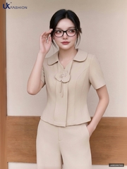 Bộ đồ sơ mi hoa lan + quần ống đứng ( Set bao gồm áo + quần ống đứng )