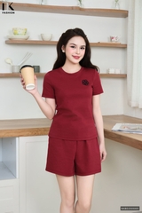 Bộ đồ thun quần sooc + áo cổ trơn dễ mặc, mát mềm NKBD2505005