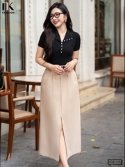 Chân váy kaki xẻ trước dễ mặc, hiện đại NKCV2603001