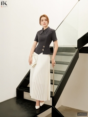 Sơ mi diễu cúc peplum pha trộn phong cách cổ điển và hiện đại LUSM2507033