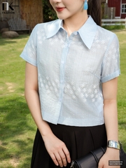 Sơ mi croptop cổ đức hoa mát lịm, nhẹ nhàng, thoải mái NKSM2605016