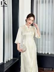 Áo dài gấm 2 tà đan, kiểu dáng mới lạ, chất liệu cao cấp, thanh lịch duyên dáng NKDV2411006 ( ko kèm quần + PK)