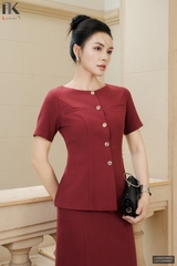 Áo kí giả cổ thuyền cơi túi sang xịn LUSM2506002 ( Ko kèm chân váy/Phụ kiện)