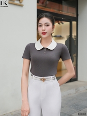 Áo thun cổ sen trẻ trung, mới, xinh xắn dễ mặc NKAT2501005