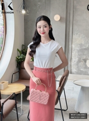 NK Fashion Áo Thun Cổ Thuyền Vai Chờm Trẻ Trung, Thoải Mái NKAT2403003