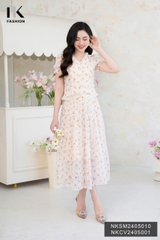 Áo Sơ Mi Tơ Ép Bèo Cổ Gấu NK Công Sở Nữ Thanh Lịch Nữ Tính Vải Mềm Mịn NKSM2405010