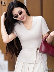 Sơ mi 7 mảnh cổ U trẻ trung, mềm mướt NKSM2601024