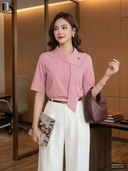 Sơ mi kẻ vạt lệch NKSM2607013 (Áo rời - Không kèm CV/QU/PK)